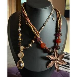 Two (2) Modern Vintage Cookie Lee Necklaces Copper